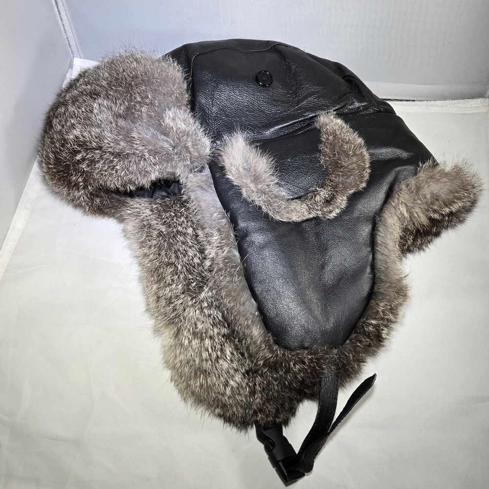 Guide Gear Rabbit Fur Trapper Hat Adult Size‎ XL Black Hunting Outdoor